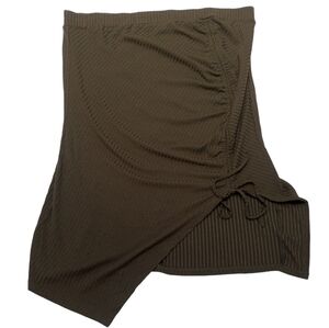 NWT Shein Fit Plus Olive Green Ruched Asymmetrical Skirt, size 26